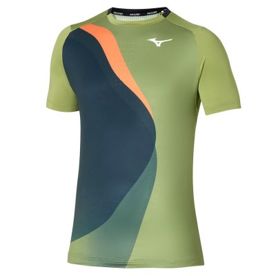 Camisa Mizuno Release Shadow Estampados Tee Hombre - Verdes - Chile M350BTSANY